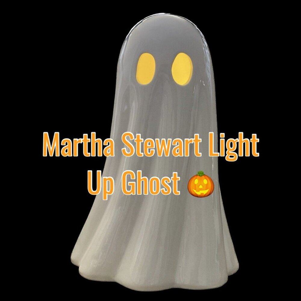9" Tall Porcelain Ghost Light Up Figurine Martha Stewart Halloween  NEW
